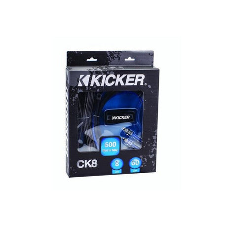 Kicker 2 Channel Amp Kicker 46CK8 8 Gauge 8 AWG Complete Amplifier Amp Installation Wire Kit 8GA