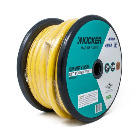 Kicker Fitting Accessories Kicker 47KMWPY050 Marine 0AWG Yellow Power Cable Tinned OFC 50ft / 15m