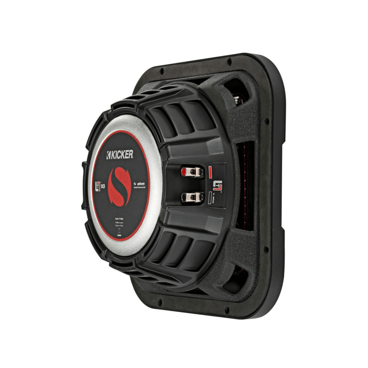 Kicker Car Subwoofers Kicker 46L7T104 10" Thin Profile Square Dual Voice Coil Subwoofer - 4-Ohm