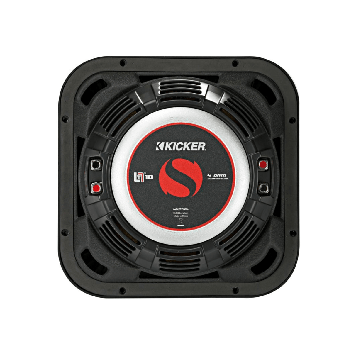 Kicker Car Subwoofers Kicker 46L7T104 10" Thin Profile Square Dual Voice Coil Subwoofer - 4-Ohm