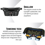 Kicker Car Subwoofers Kicker 46L7T124 12" Thin Profile Square Dual Voice Coil Subwoofer - 4-Ohm