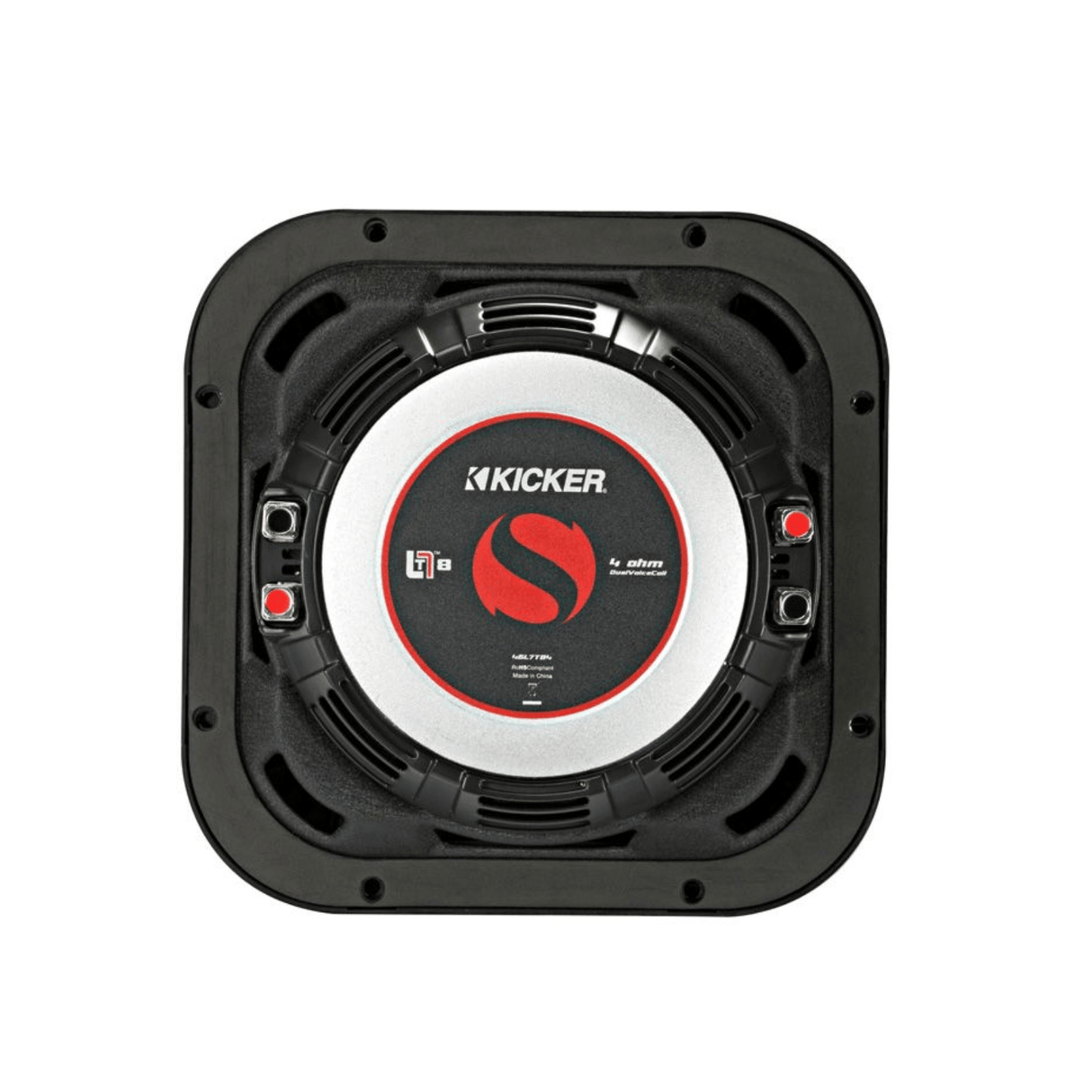 Kicker Car Subwoofers Kicker 46L7T84 8" Thin Profile Square Dual Voice Coil Subwoofer - 4 Ohm