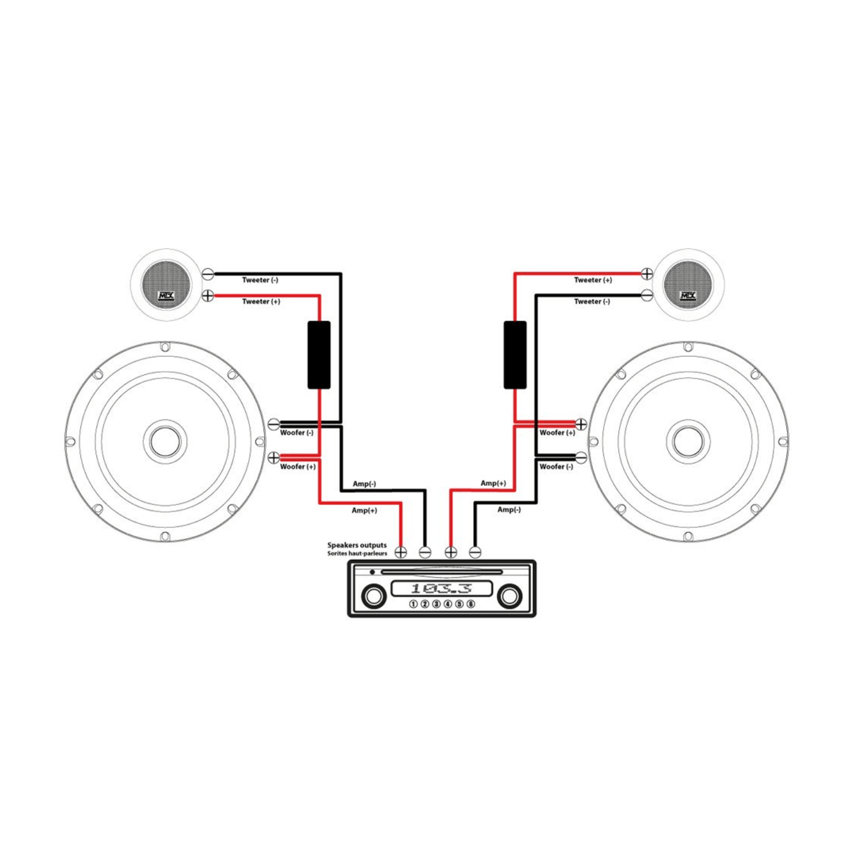 MTX Car Speakers MTX TX265S TX2 6.5" (165 mm) 2-way Component Speakers
