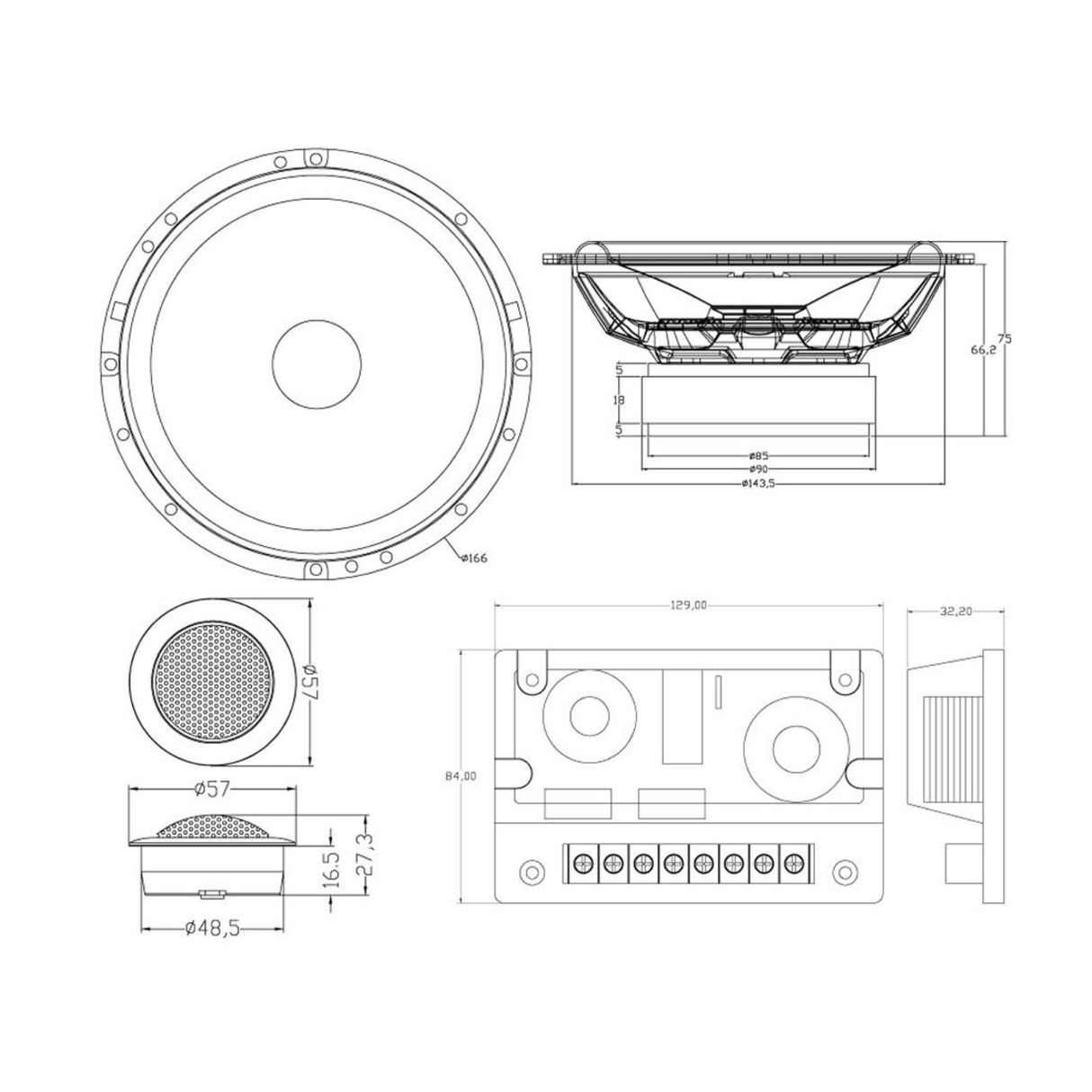 MTX Car Speakers MTX TX665S 6.5" (165 mm) 2-way Component Speakers