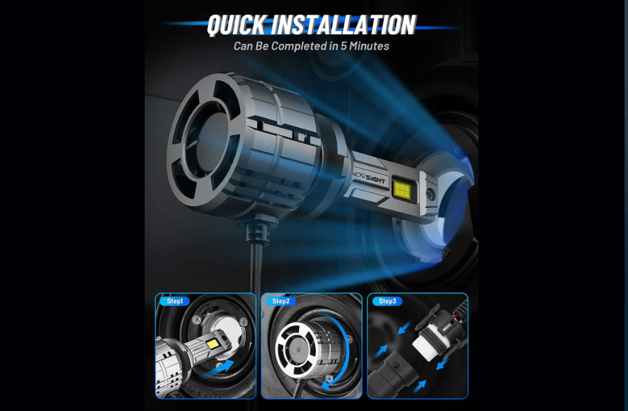 Novsight LED Bulbs Novsight N65 Ultra Series H7 LED Bulbs Super Bright 200W 40000LM 6500K White 2 Bulbs (85-N65-H7)