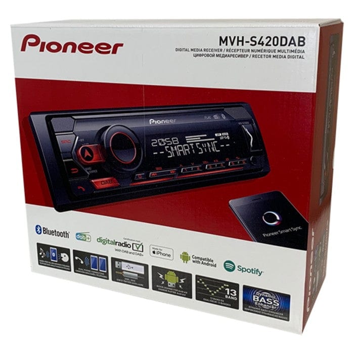 Pioneer Car Stereos Pioneer MVH-S420DAB Mechless Player with DAB Bluetooth USB and Spotify For Apple Devices