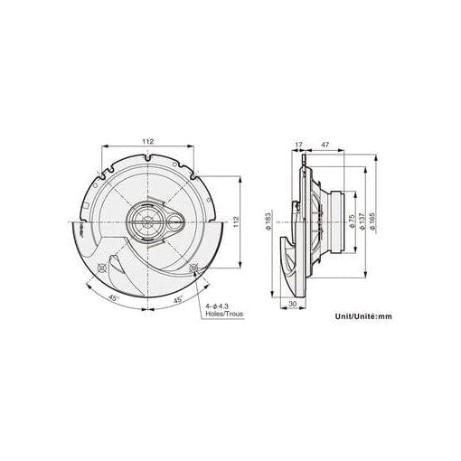 Pioneer Pioneer Pioneer TS-R1750S 17cm 250W 3-Way Coaxial Speakers with Grills