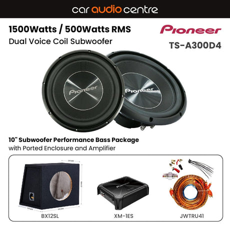 Pioneer Pioneer BX12SL-TSA300-GMD8701 Single TS-A300D4 12" Subwoofer Performance Bass Package with Ported Enclosure and Amp