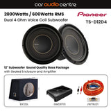 Pioneer Pioneer BX12SL-TSD12-GMD9701 Single TS-D12D4 12" Subwoofer Sound Quality Bass Package with Sealed Enclosure and Amp