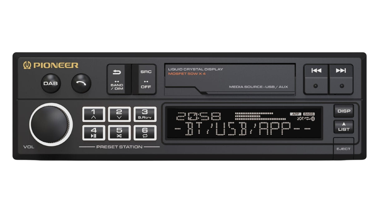 Pioneer Car Stereos Pioneer SXT-C10PS Retro Car Head Unit – DAB+, USB, AUX & Bluetooth Audio