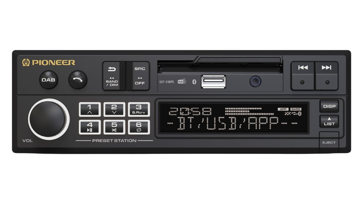 Pioneer Car Stereos Pioneer SXT-C10PS Retro Car Head Unit – DAB+, USB, AUX & Bluetooth Audio