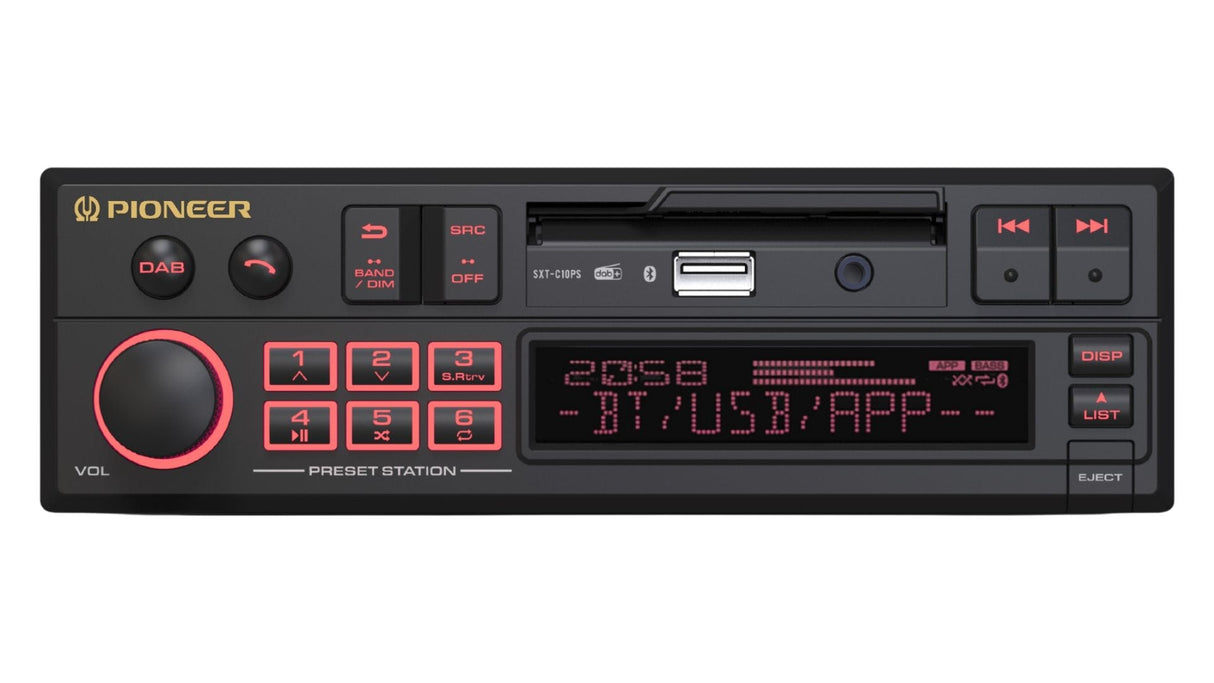 Pioneer Car Stereos Pioneer SXT-C10PS Retro Car Head Unit – DAB+, USB, AUX & Bluetooth Audio