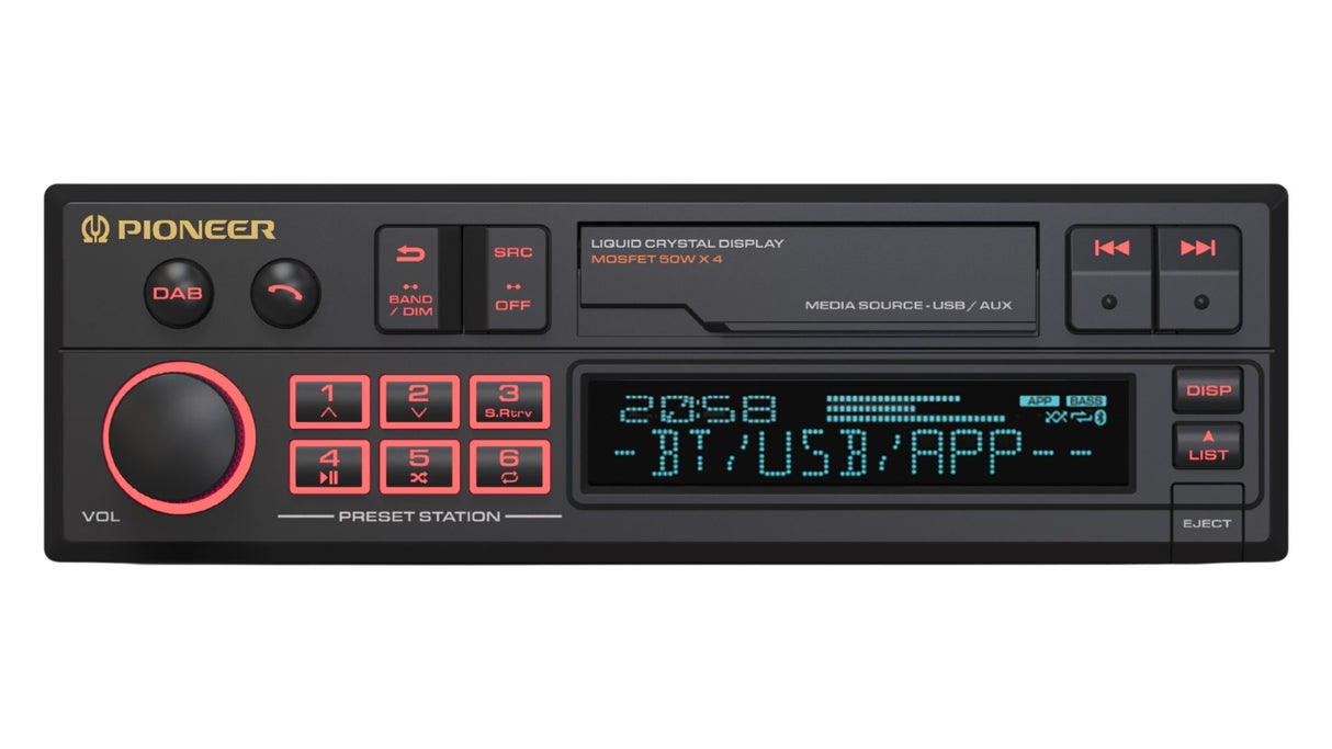 Pioneer Car Stereos Pioneer SXT-C10PS Retro Car Head Unit – DAB+, USB, AUX & Bluetooth Audio