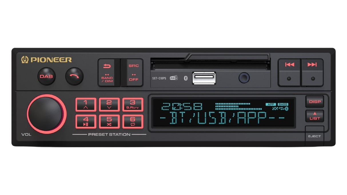 Pioneer Car Stereos Pioneer SXT-C10PS Retro Car Head Unit – DAB+, USB, AUX & Bluetooth Audio