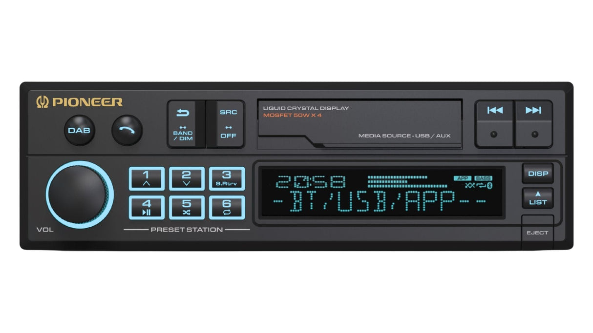 Pioneer Car Stereos Pioneer SXT-C10PS Retro Car Head Unit – DAB+, USB, AUX & Bluetooth Audio