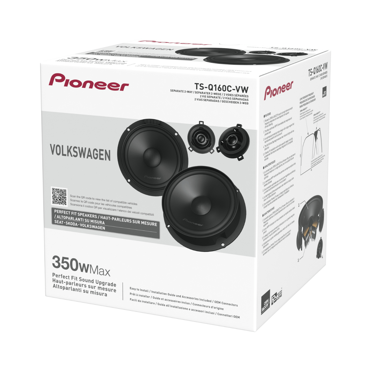 Pioneer Car Speakers Pioneer TS-Q160C-VW 6.5" 350W 2-Way Component Speaker System For VW