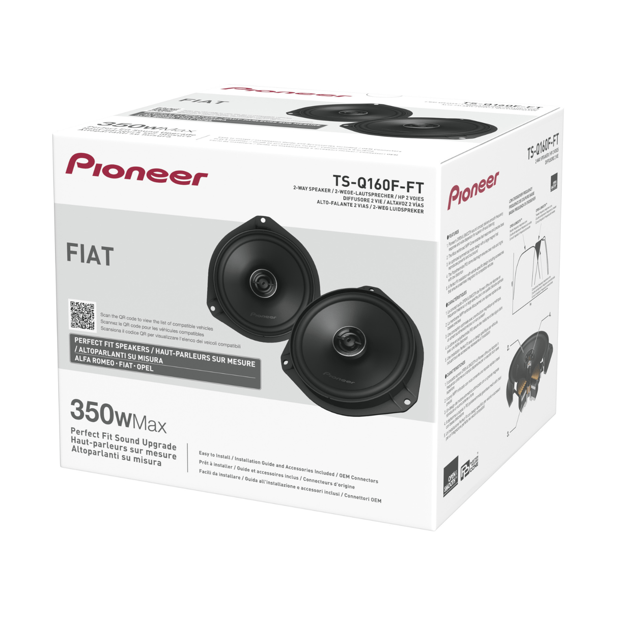 Pioneer Car Speakers Pioneer TS-Q160F-FT 6.5" 350W 2-Way Coaxial Speaker System For Fiat