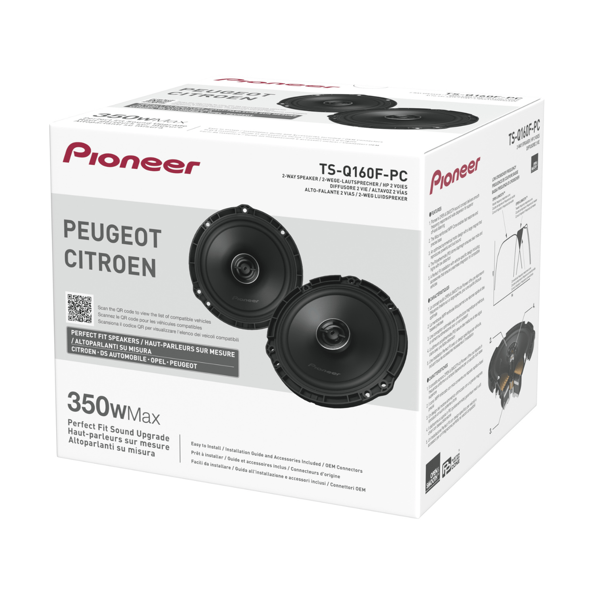 Pioneer Car Speakers Pioneer TS-Q160F-PC 6.5" 350W 2-Way Coaxial Speaker System For Peugeot Citroen Vauxhall