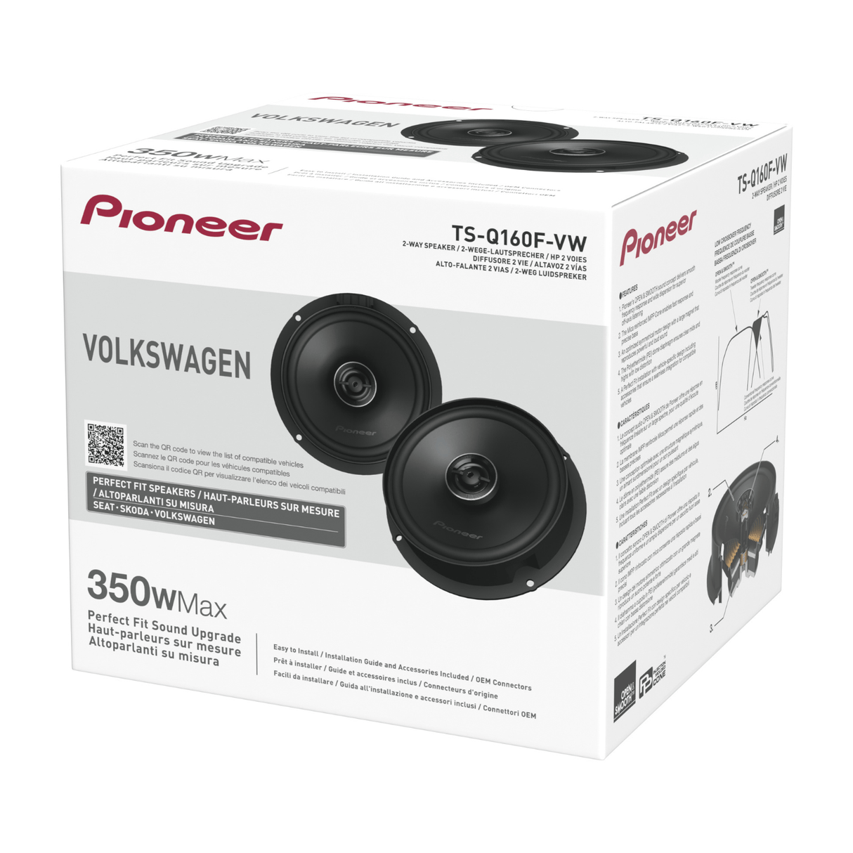 Pioneer Car Speakers Pioneer TS-Q160F-VW 6.5" 350W 2-Way Coaxial Speaker System For VW