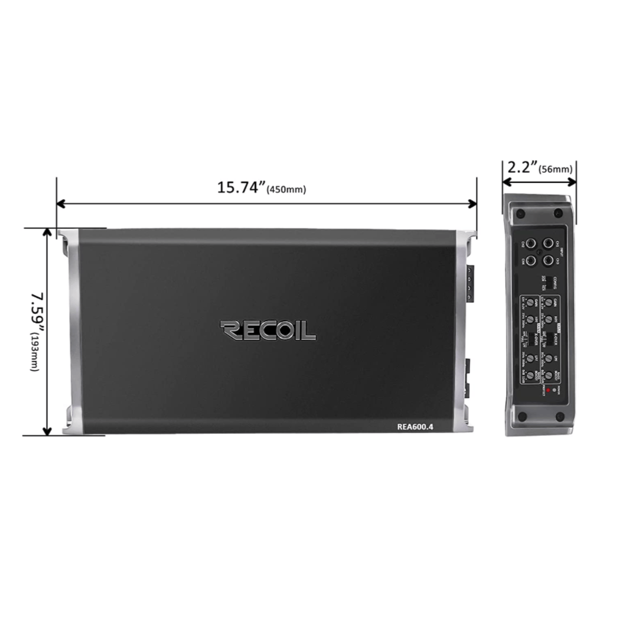 Recoil 4 Channel Amp RECOIL AMP-REC-600.4 4x130W Class AB, 4 Channel, Full Range Amplifier