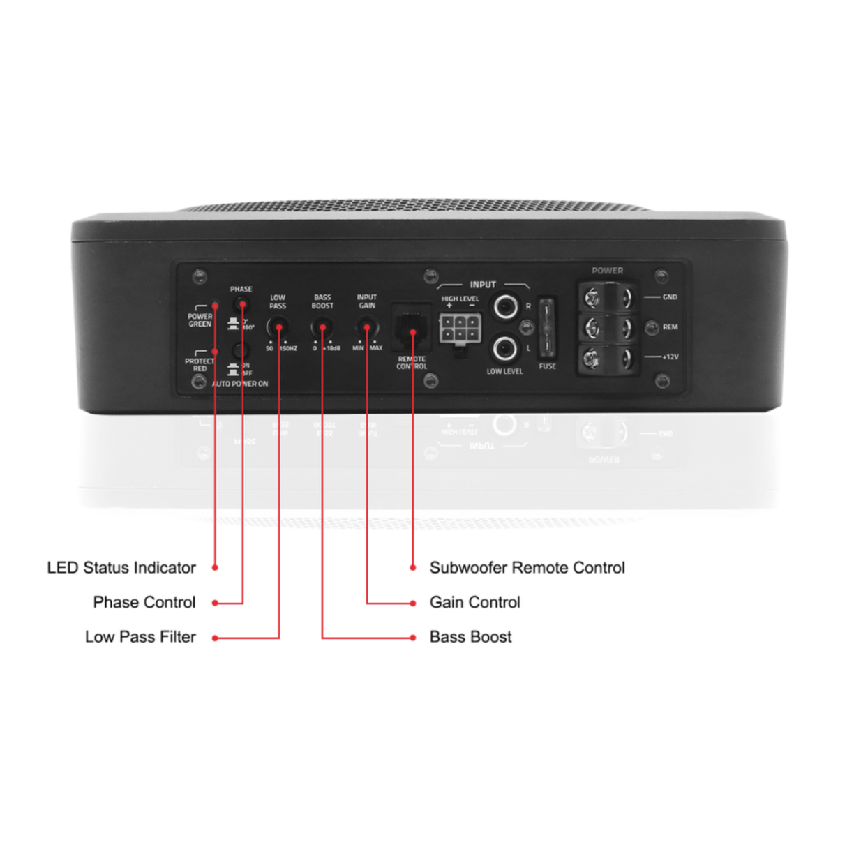 Recoil Underseat Car Subwoofers RECOIL SUB-US10 10" (250mm) 300W Slim Amplified Underseat Subwoofer