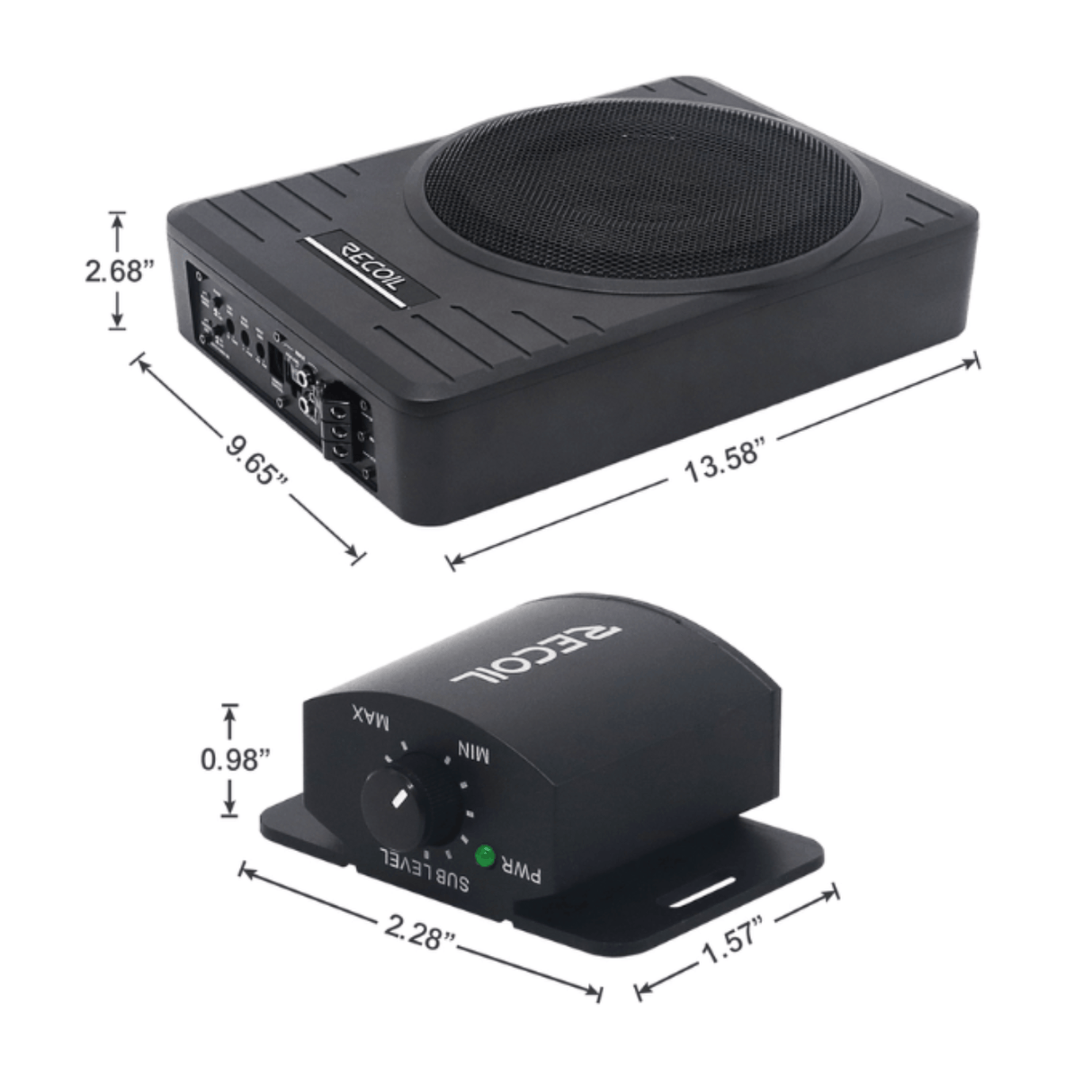 Recoil Underseat Car Subwoofers RECOIL SUB-US10 10" (250mm) 300W Slim Amplified Underseat Subwoofer