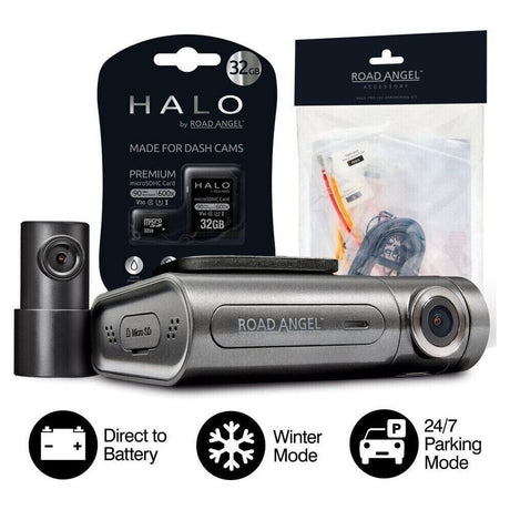 Road Angel Road Safety Road Angel Halo Pro 2K 1440p Dual Dash-Camera, with 140° Front + 120° 1080p Rear Cams, Super Night Vision, Built-in Wi-Fi, Winter Mode with Fitting Kit