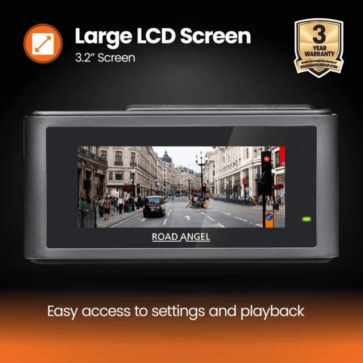 Road Angel Dash Cams Halo Guardian 2K+ Dual Dash Cam with 3.2" Screen, Parking Mode & Quick Release Mounting