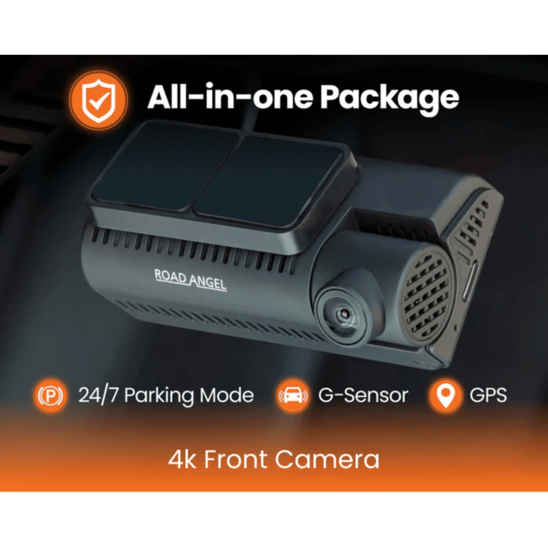 Road Angel Halo Edge 4K Single Dash Cam with Parking Mode & Quick Release Mounting