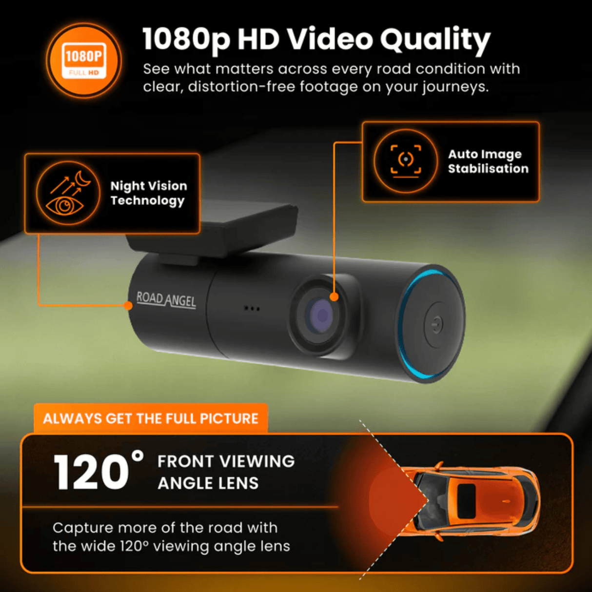 Road Angel Dash Cams Road Angel Halo Spark Full HD 1080p Single Dash Cam with Parking Mode & Winter Mode