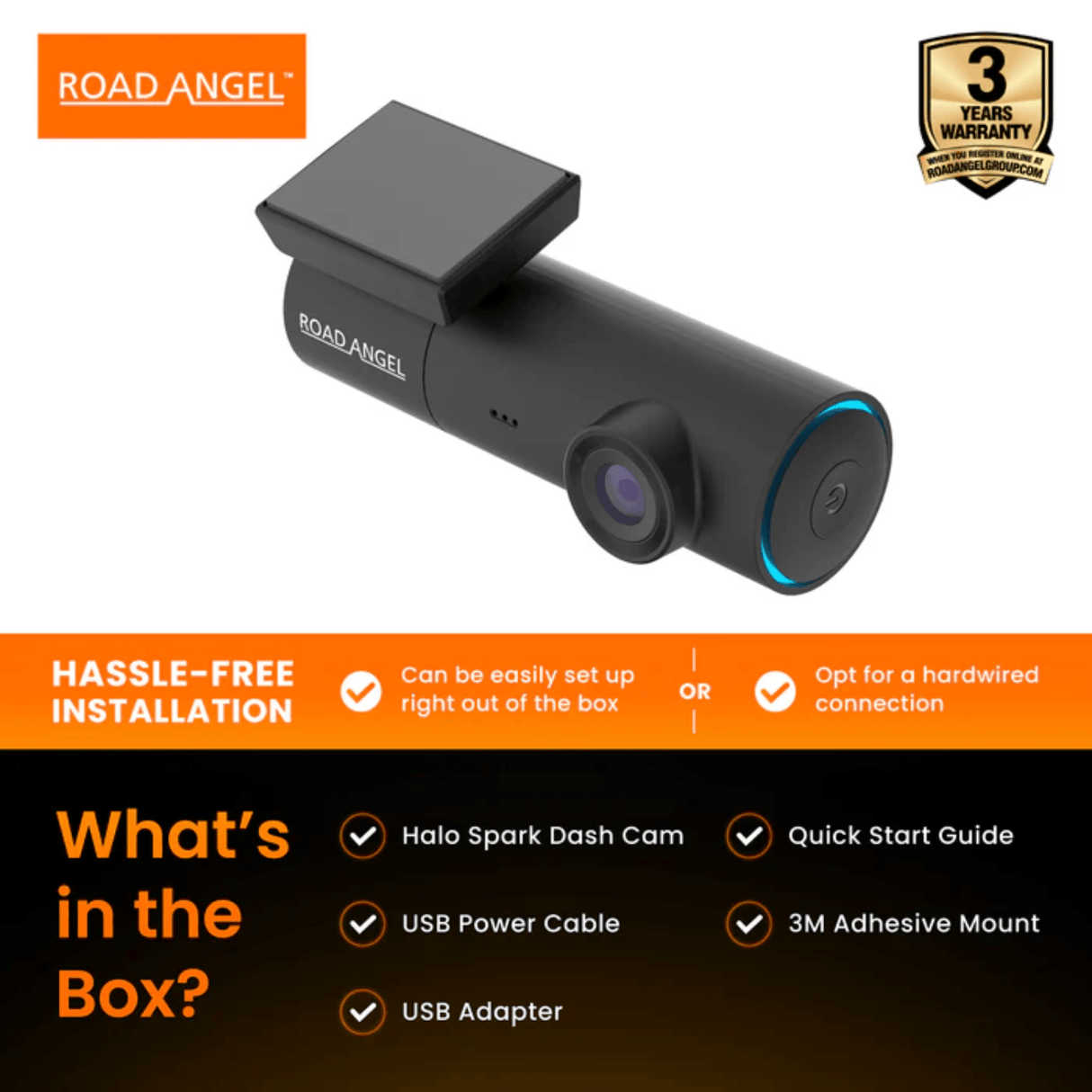 Road Angel Dash Cams Road Angel Halo Spark Full HD 1080p Single Dash Cam with Parking Mode & Winter Mode