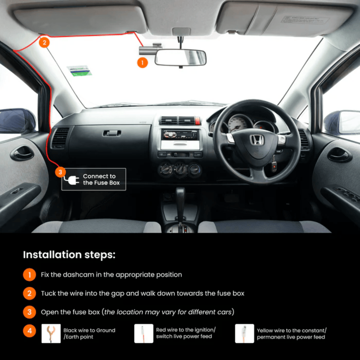 Road Angel Dash Cams Road Angel HWK5-VC Halo Dash Cam 5V- Type C Hardwiring Kit - for Halo Go 2 / Drive 2 & Ultra