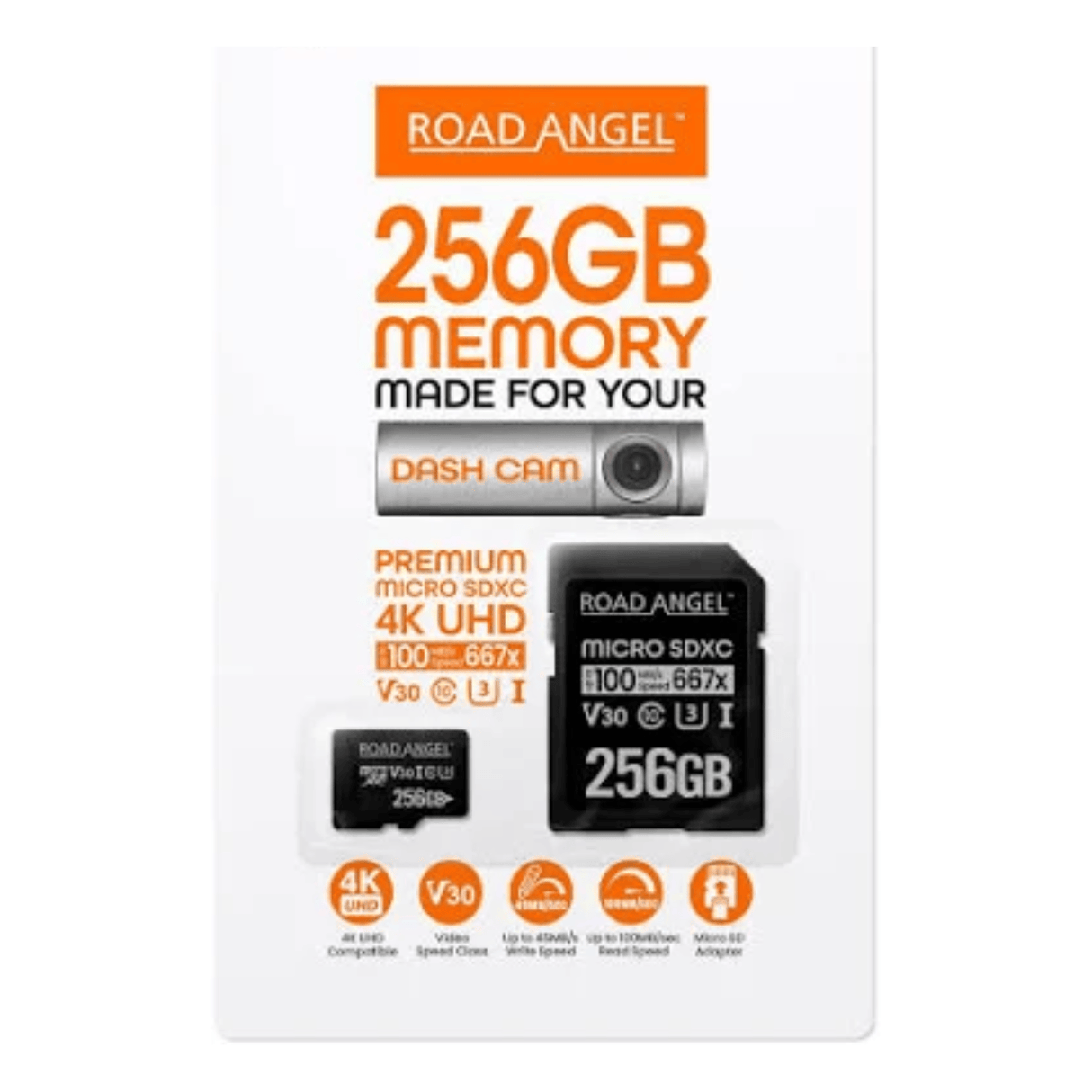 Road Angel Dash Cams Road Angel RSD256  Halo Micro SD card 256GB U3