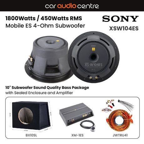 Sony Sony BX10SL-XSW10-XM1ES Single XS-W104ES 10" Subwoofer Sound Quality Bass Package with Sealed Enclosure and Amp