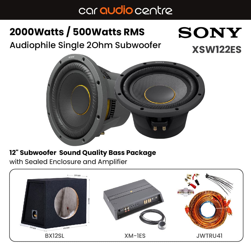 Sony Sony BX12SL-XSW12-XM1ES Single XS-W122ES 12" Subwoofer Sound Quality Bass Package with Sealed Enclosure and Amp