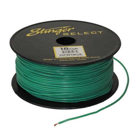 Stinger Amp Wiring and Fitting Parts Stinger - 18GA GREEN SS COPPER PRIMARY WIRE - SSPW18GR
