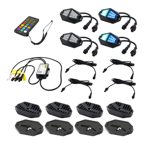 Stinger Stinger SPXDK4 4-Way Expandable Dynamic RGB Rock Light Kit Wheel Well Underbody Vehicle Lighting