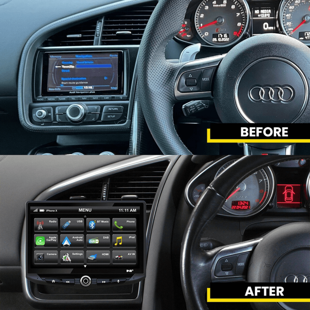 Stinger Stinger UN1810E-AU1 10" Integrated Multimedia System with Apple Carplay and Android Auto for Audi R8 2007-2015